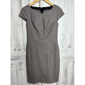 NWT BROOKS BROTHERS NAVY BLUE HOUNDSTOOTH CAP‎ SLEEVE WOOL SHEATH DRESS 2P